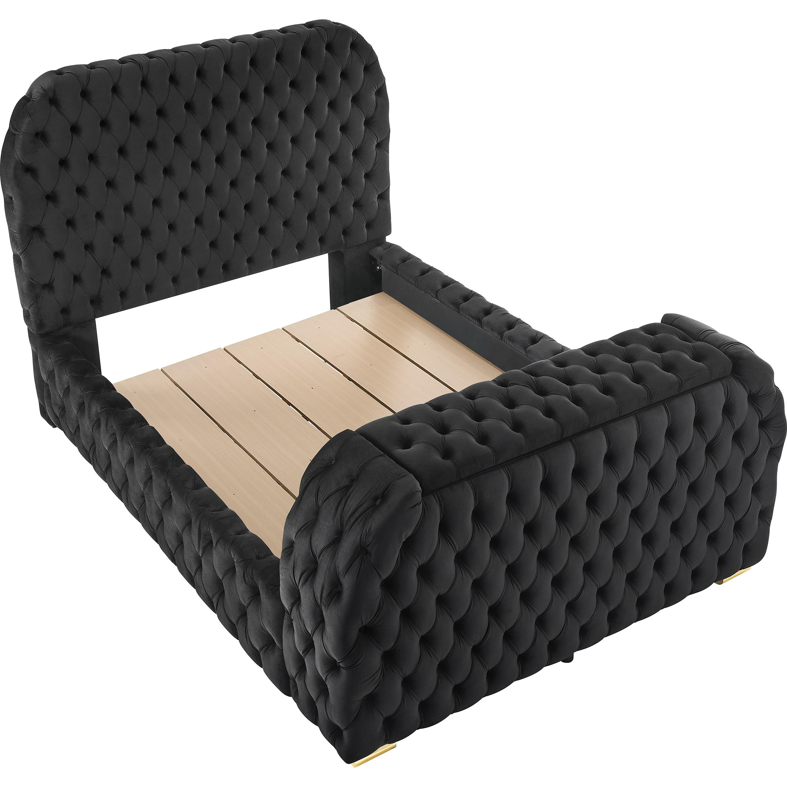 Crown Mark Natalia 5115BK-Q Queen Bed with Fireplace and TV Lift - Black IMAGE 1